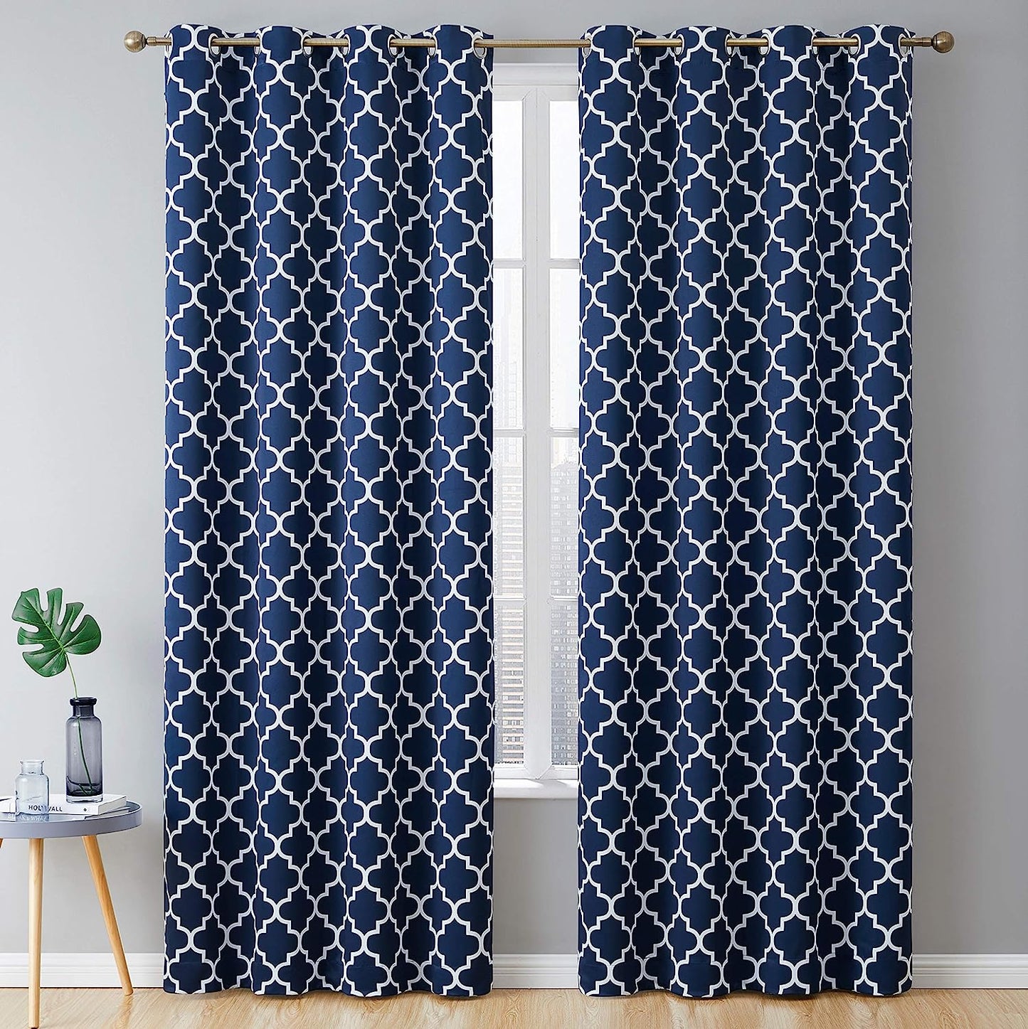 Arrow Printed Privacy Blackout Energy Efficient Room Darkening Thermal Grommet Window Curtain Drape Panels for Kids Bedroom - Set of 2 - Platinum White/Grey - 84" inch Long