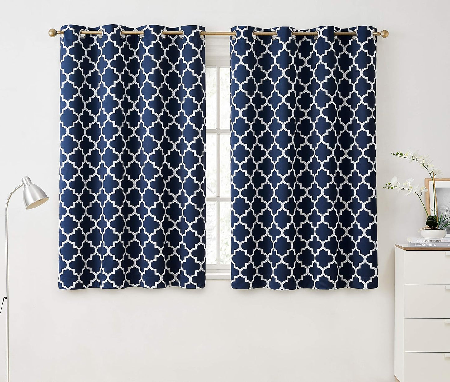 Arrow Printed Privacy Blackout Energy Efficient Room Darkening Thermal Grommet Window Curtain Drape Panels for Kids Bedroom - Set of 2 - Platinum White/Grey - 84" inch Long