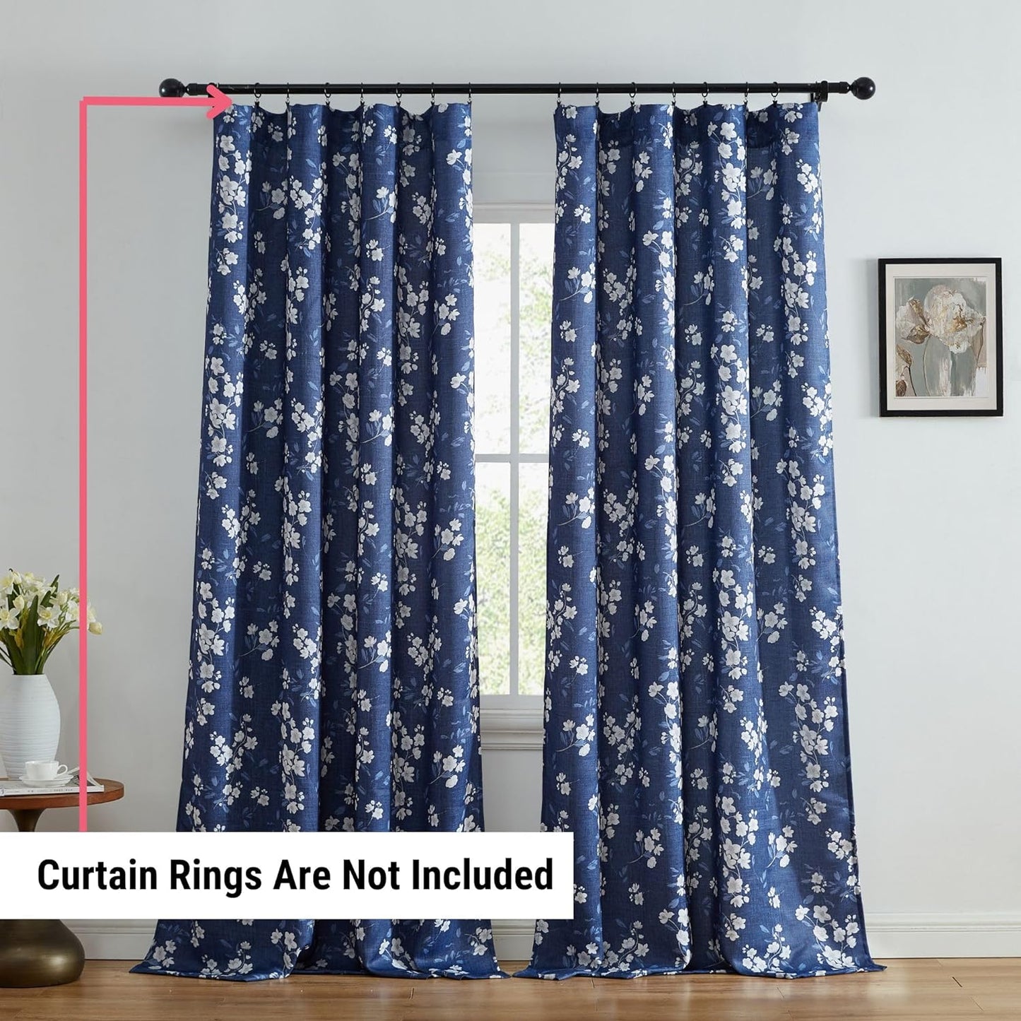 Jasmine Floral Patterned Window Rod Pocket Curtains for Bedroom - Light Blocking Darkening Window Panels, Set of 2 (Purple, 52 W x 84 L)