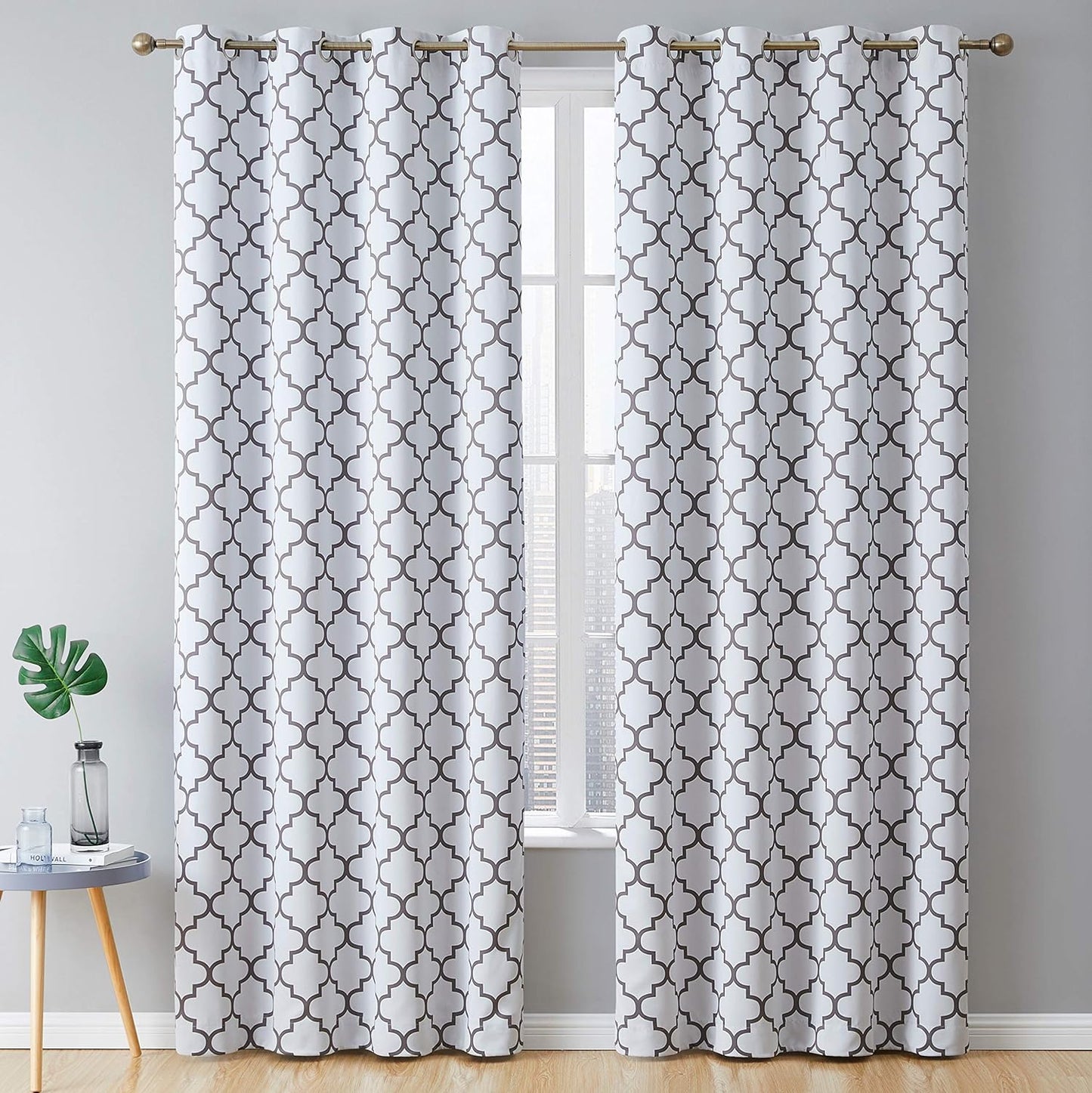 Arrow Printed Privacy Blackout Energy Efficient Room Darkening Thermal Grommet Window Curtain Drape Panels for Kids Bedroom - Set of 2 - Platinum White/Grey - 84" inch Long