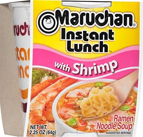 Maruchan Ramen Cup Noodles Instant 24 Count - 12 Shrimp cups & 12 Chicken cups Lunch / Dinner Variety, 2 Flavors
