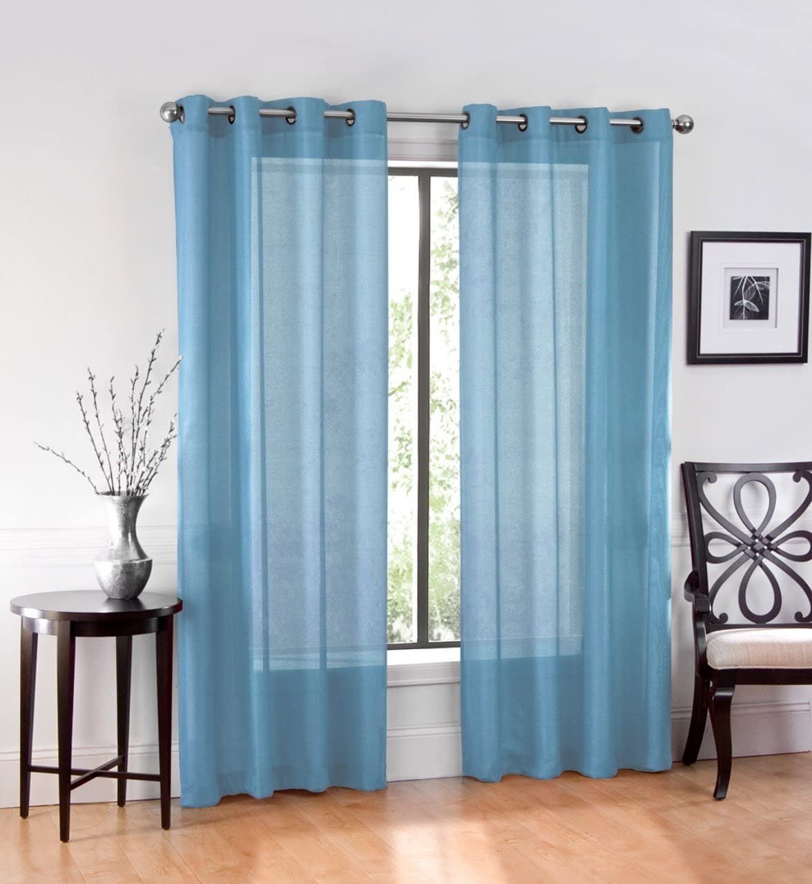 2PC Voile Window Sheer Curtains Grommet Panels Bedroom & Living Room 54" X 84"