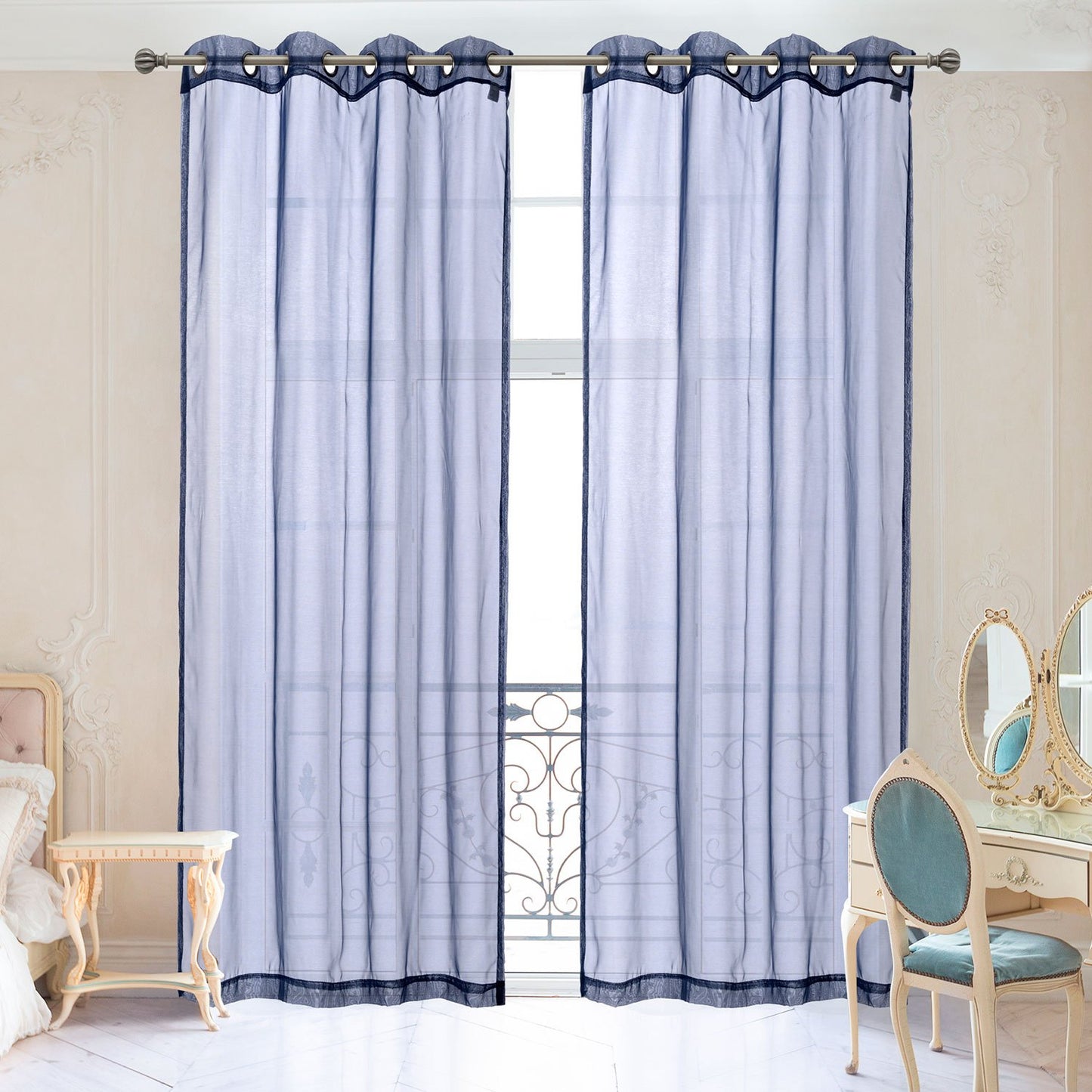 2PC Voile Window Sheer Curtains Grommet Panels Bedroom & Living Room 54" X 84"