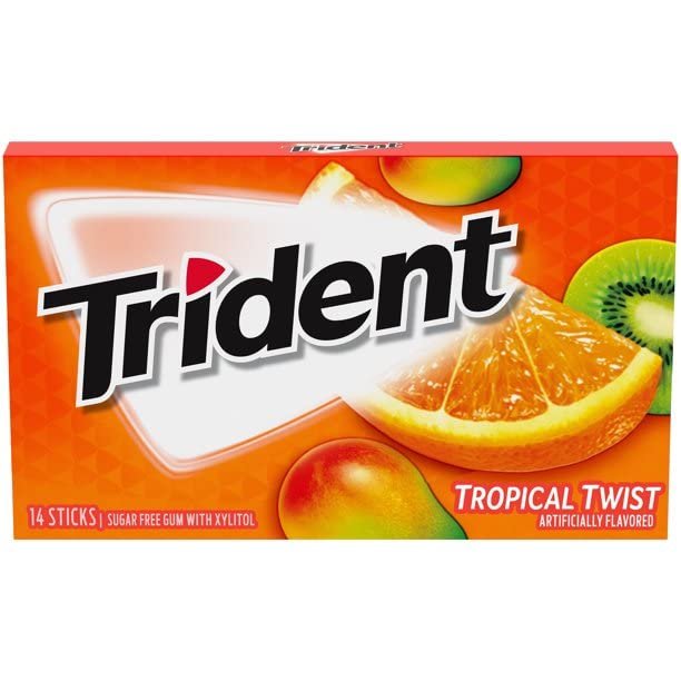 Ruthy's Outlet Trident Chewing Gum Variety Pack Sugar Free Fruit Watermelon Twist & Tropical Twist ,Spearmint, Perfect Peppermint 10 Pack Assorted Flavors
