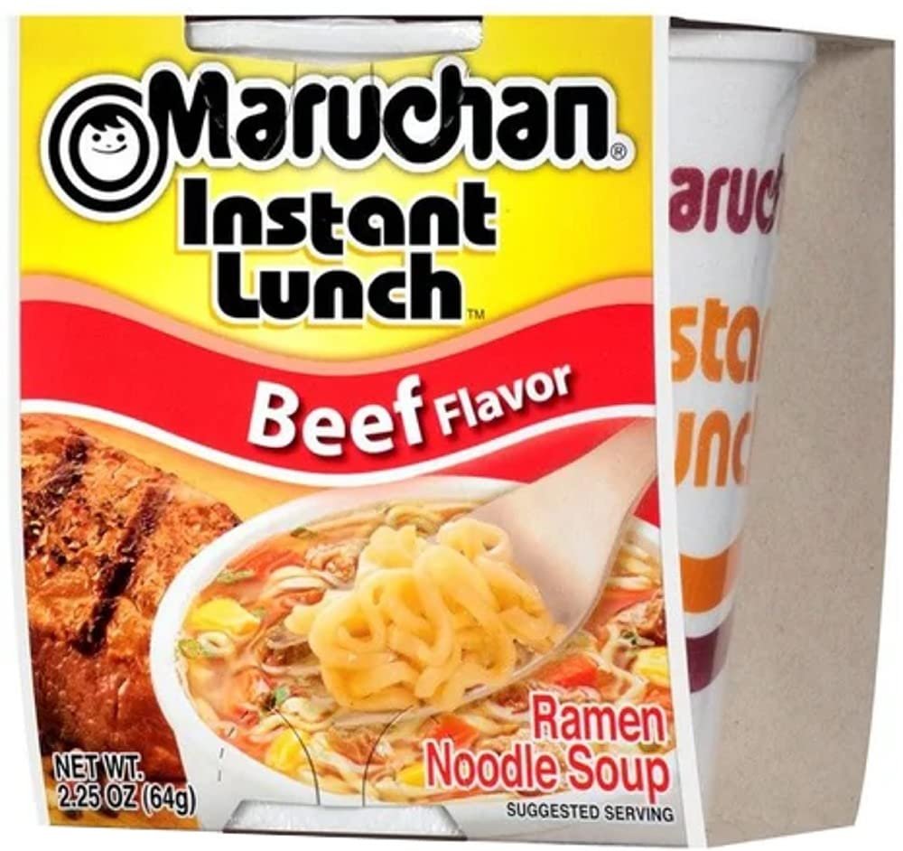 Maruchan Ramen Cup Noodles Instant 24 Count - 6 Beef cups, 6 Shrimp, 6 Beef & 6 Hot & Spicy Shrimp cup Lunch / Dinner Variety, 4 Flavors