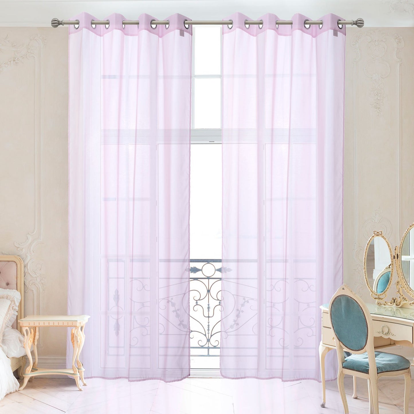 2PC Voile Window Sheer Curtains Grommet Panels Bedroom & Living Room 54" X 84"