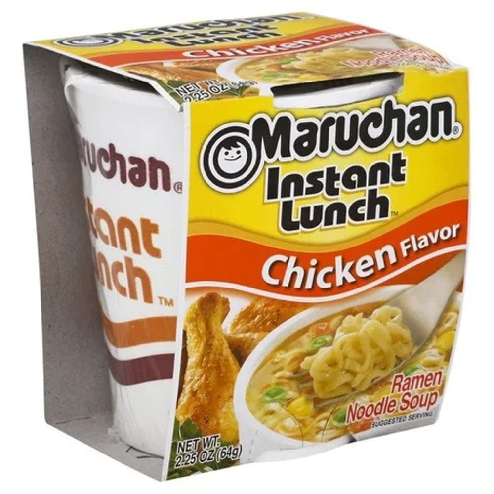 Maruchan Ramen Cup Noodles Instant 24 Count - 12 Hot and Spicy Shrimp cups & 12 Chicken cups Lunch / Dinner Variety, 2 Flavors