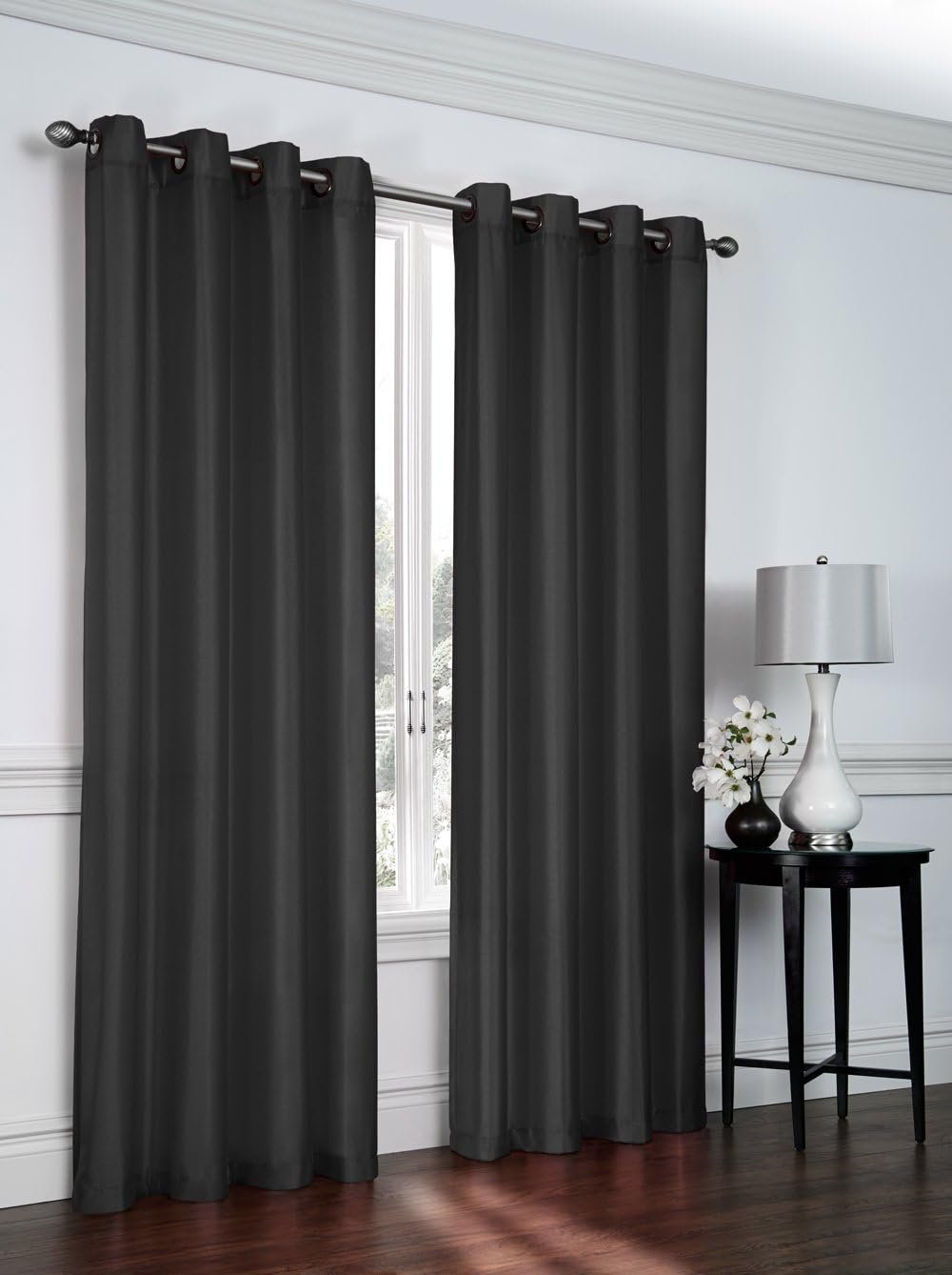 Ruthy's Textile 2 - Piece Semi Sheer Faux Silk Grommet Curtains Window Panels for Home Living Room/Bedroom - 54" by 84" Inch Long - Red
