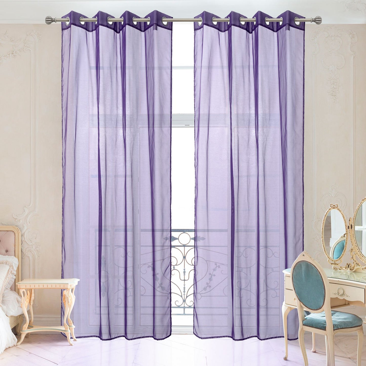 2PC Voile Window Sheer Curtains Grommet Panels Bedroom & Living Room 54" X 84"