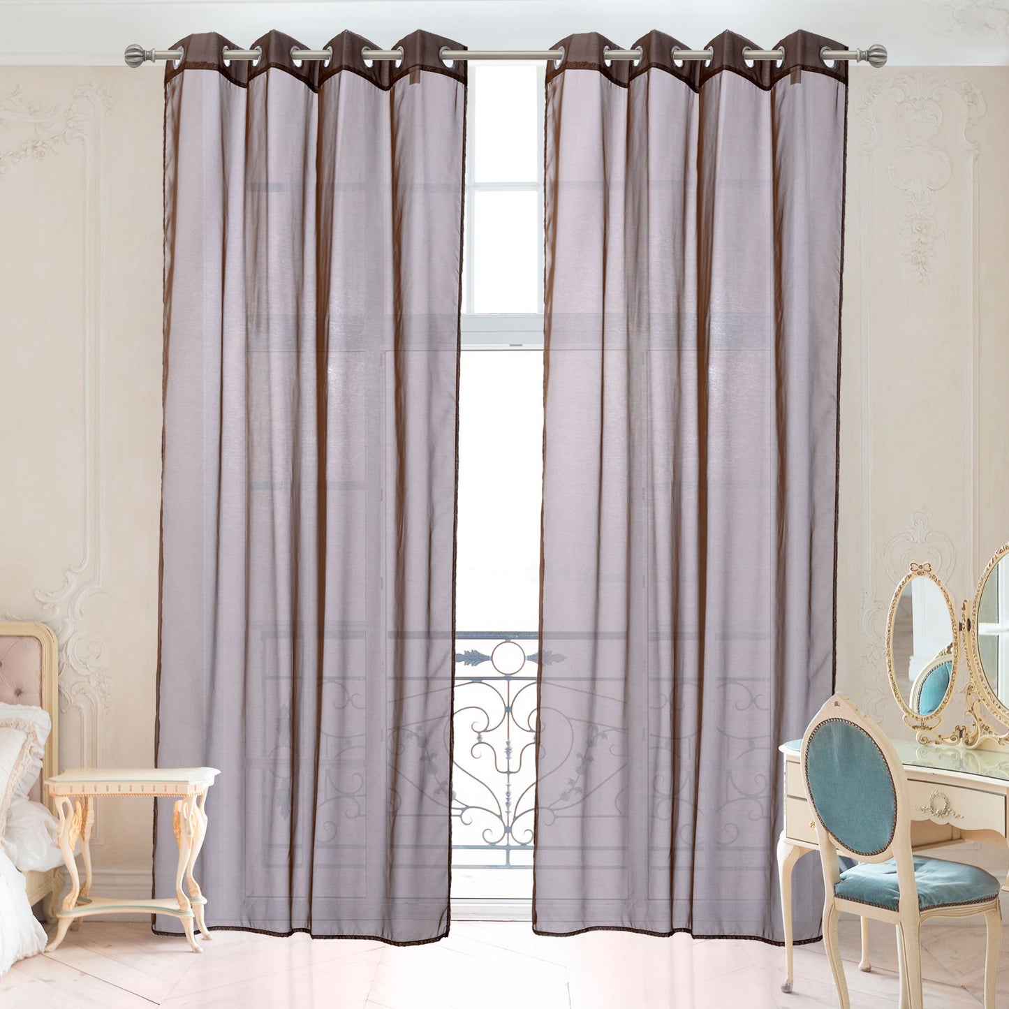 2PC Voile Window Sheer Curtains Grommet Panels Bedroom & Living Room 54" X 84"