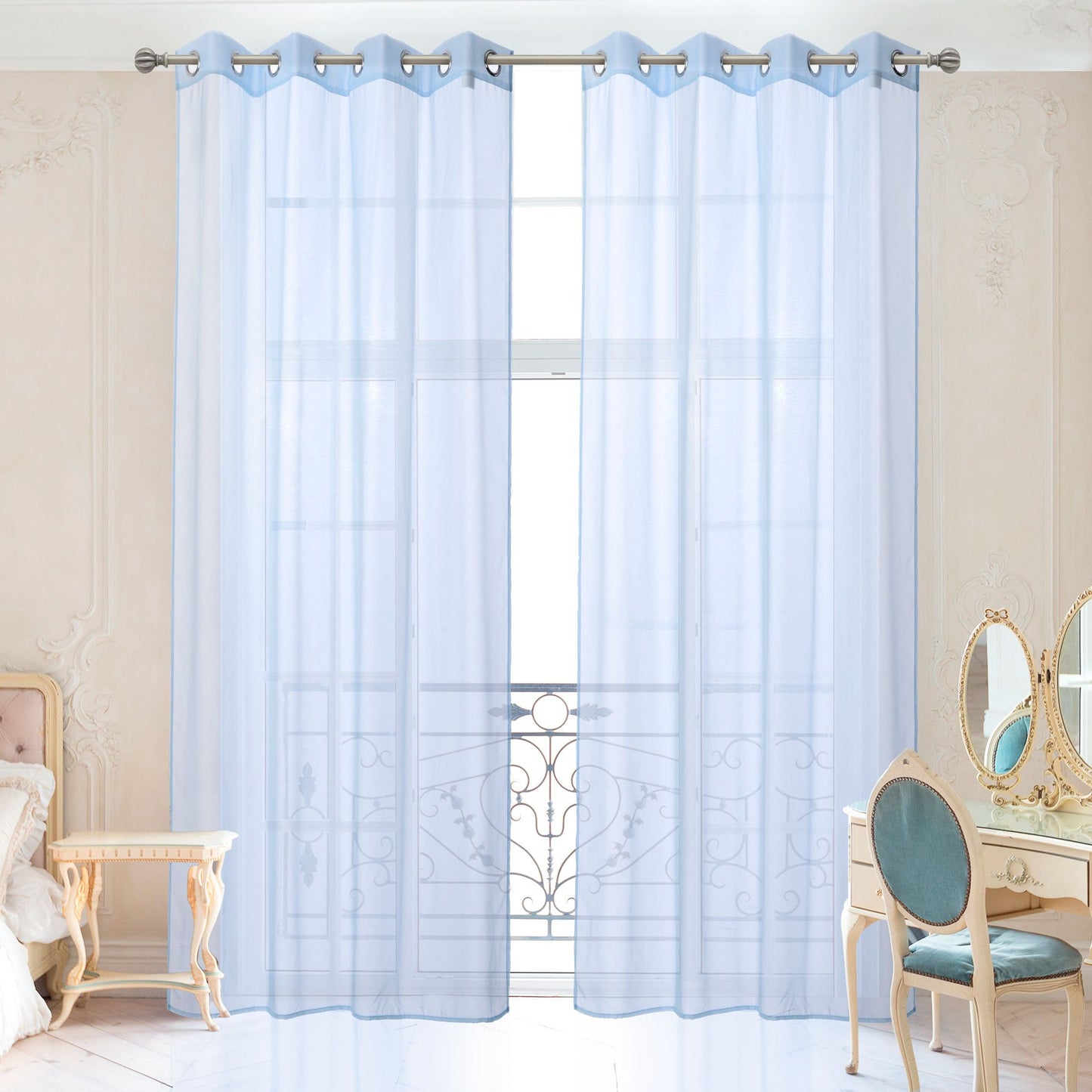 2PC Voile Window Sheer Curtains Grommet Panels Bedroom & Living Room 54" X 84"