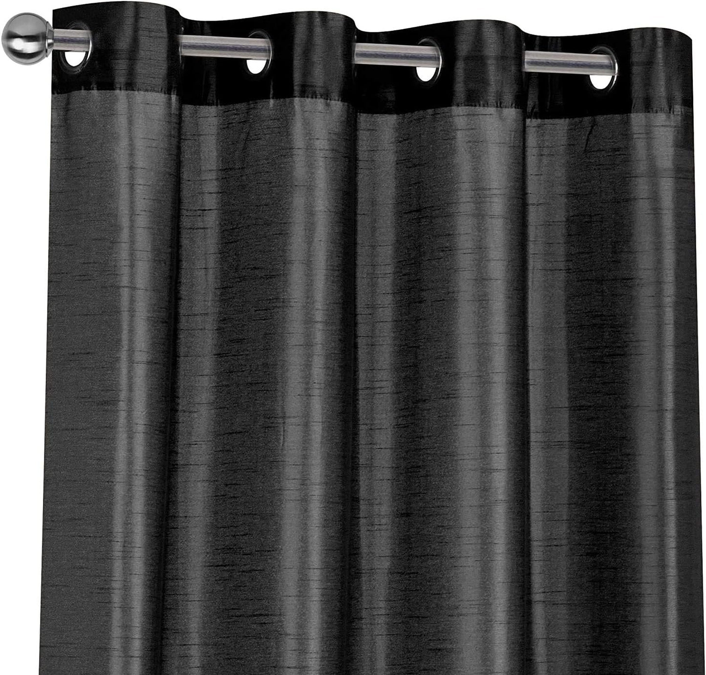 Ruthy's Textile 2 - Piece Semi Sheer Faux Silk Grommet Curtains Window Panels for Home Living Room/Bedroom - 54" by 84" Inch Long - Red