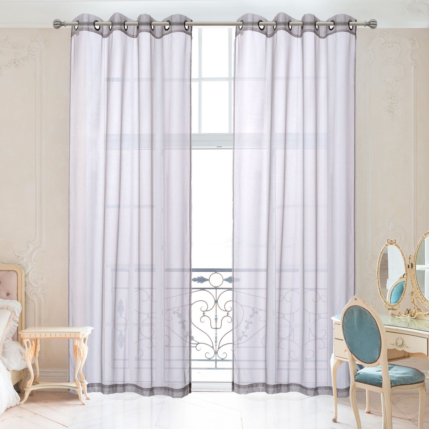 2PC Voile Window Sheer Curtains Grommet Panels Bedroom & Living Room 54" X 84"