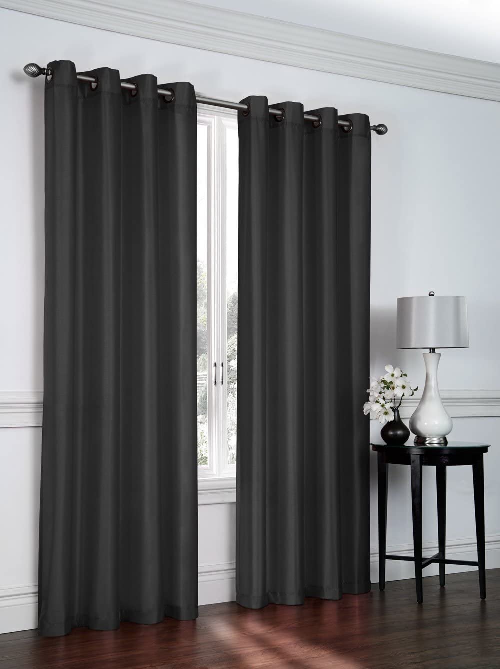 Ruthy's Textile 2 - Piece Semi Sheer Faux Silk Grommet Curtains Window Panels for Home Living Room/Bedroom - 54" by 84" Inch Long - Red