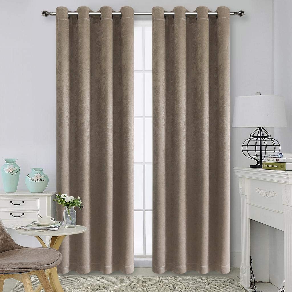 Ruthy’s Textile Blackout Curtains for Bedroom - Grommet Room Darkening Curtains for Living Room, Set of 2 Panels - Size 52 X 84 Inch Each