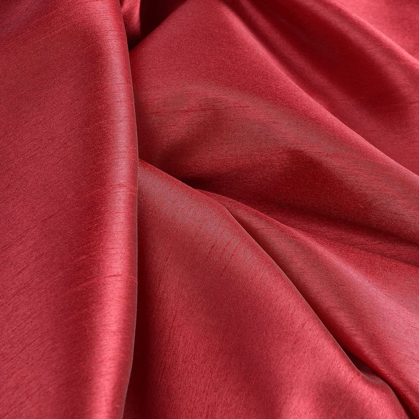 Ruthy's Textile 2 - Piece Semi Sheer Faux Silk Grommet Curtains Window Panels for Home Living Room/Bedroom - 54" by 84" Inch Long - Red