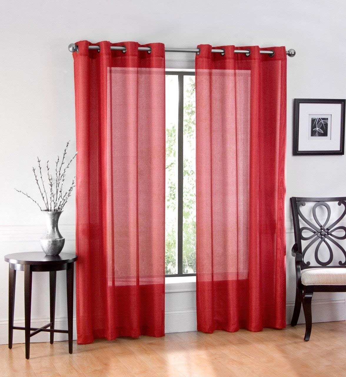 2PC Voile Window Sheer Curtains Grommet Panels Bedroom & Living Room 54" X 84"