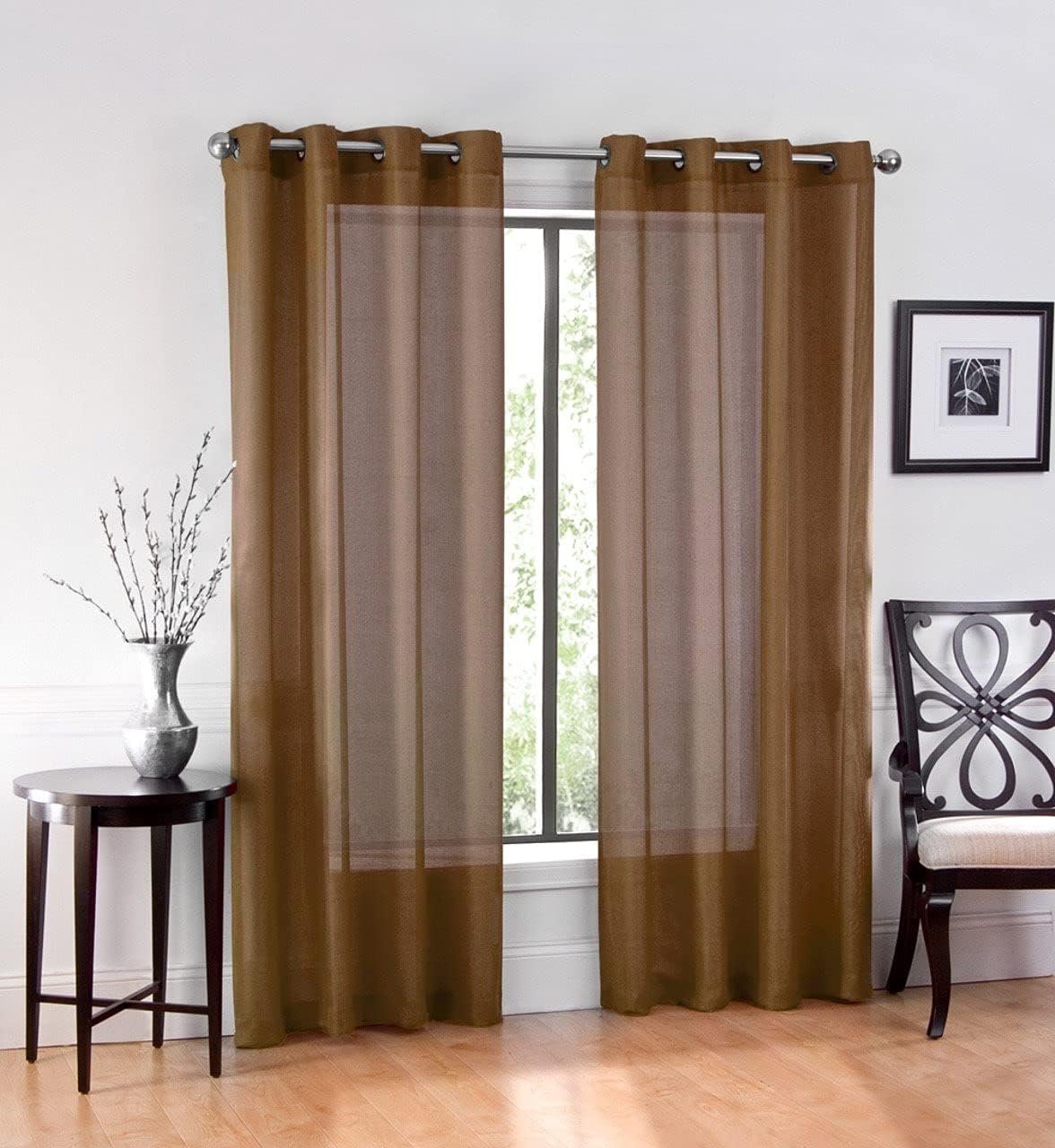 2PC Voile Window Sheer Curtains Grommet Panels Bedroom & Living Room 54" X 84"