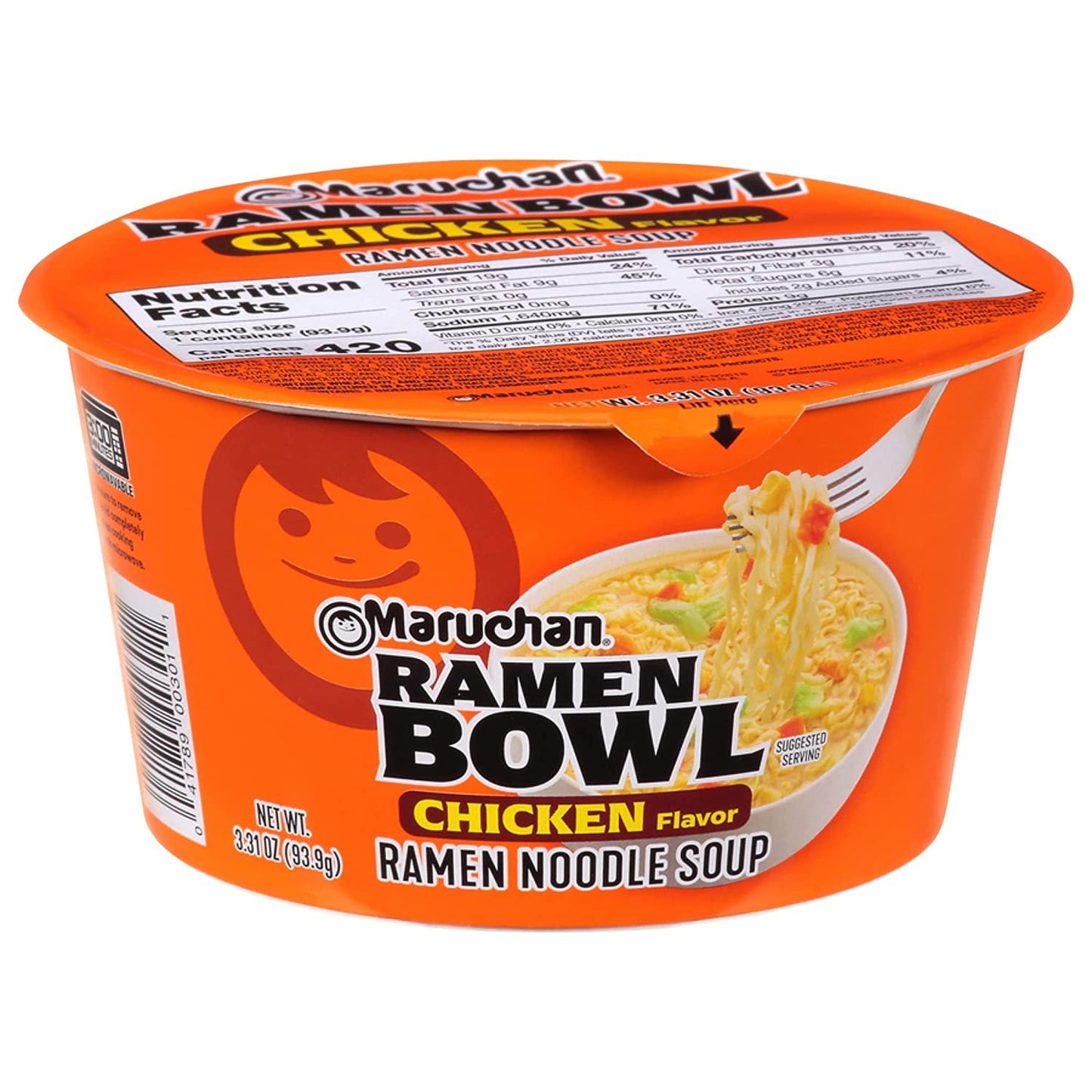 Maruchan Bowl Chicken Flavor Ramen Noodles with Vegetables 3.31 OZ (Pack of 12)