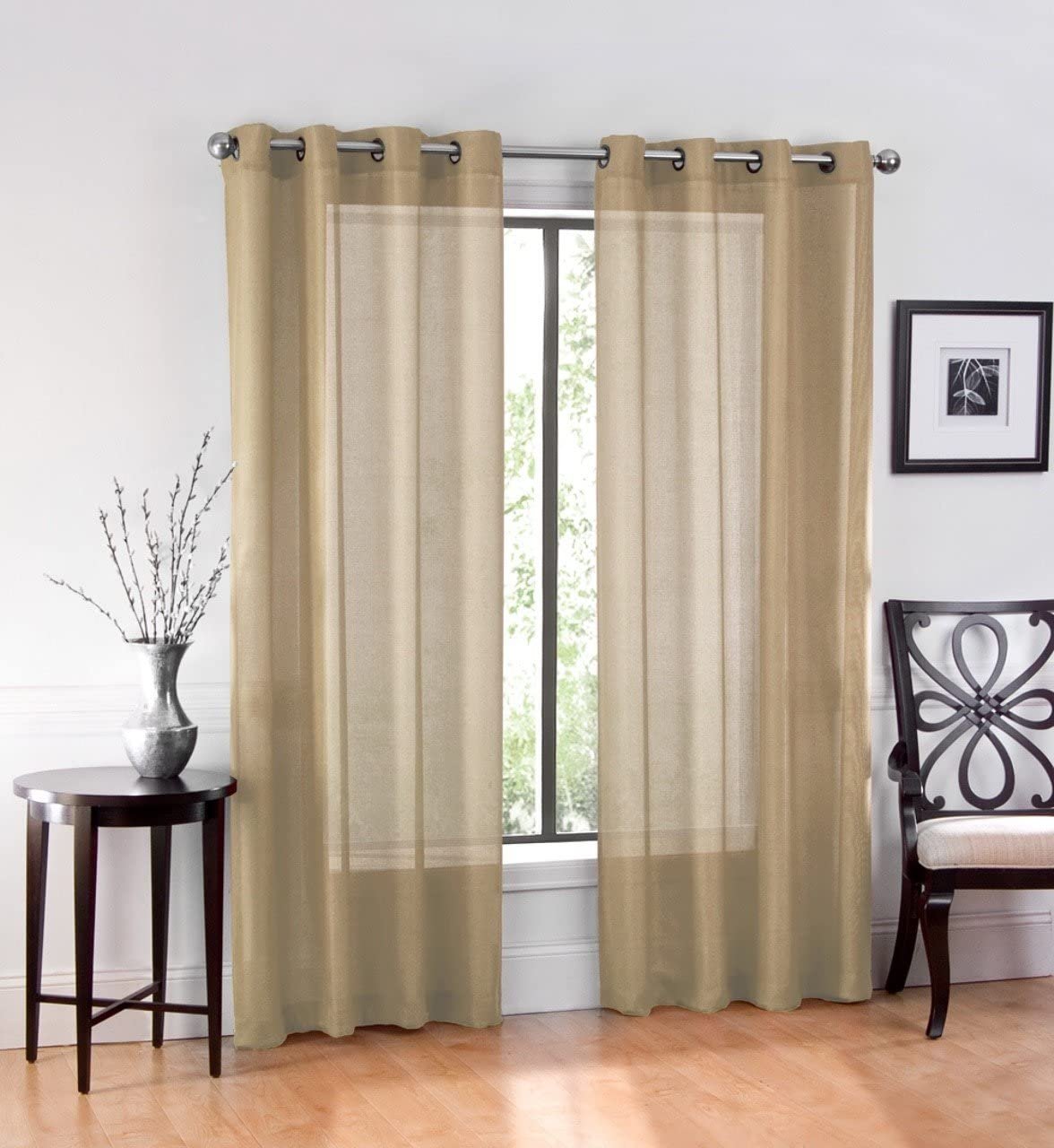 2PC Voile Window Sheer Curtains Grommet Panels Bedroom & Living Room 54" X 84"