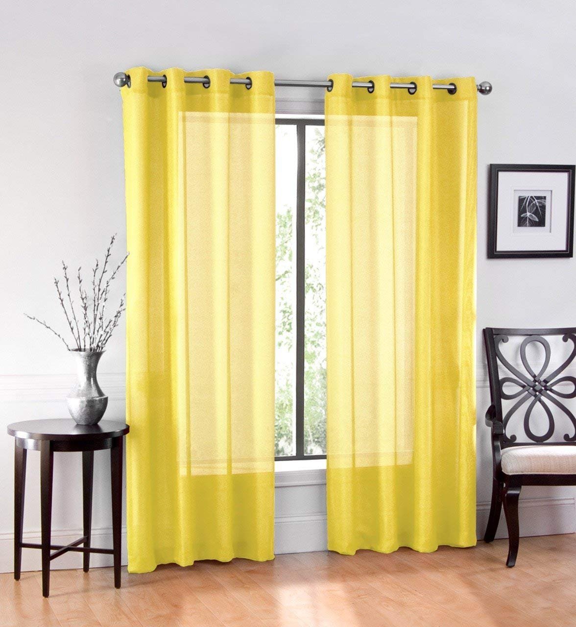 2PC Voile Window Sheer Curtains Grommet Panels Bedroom & Living Room 54" X 84"