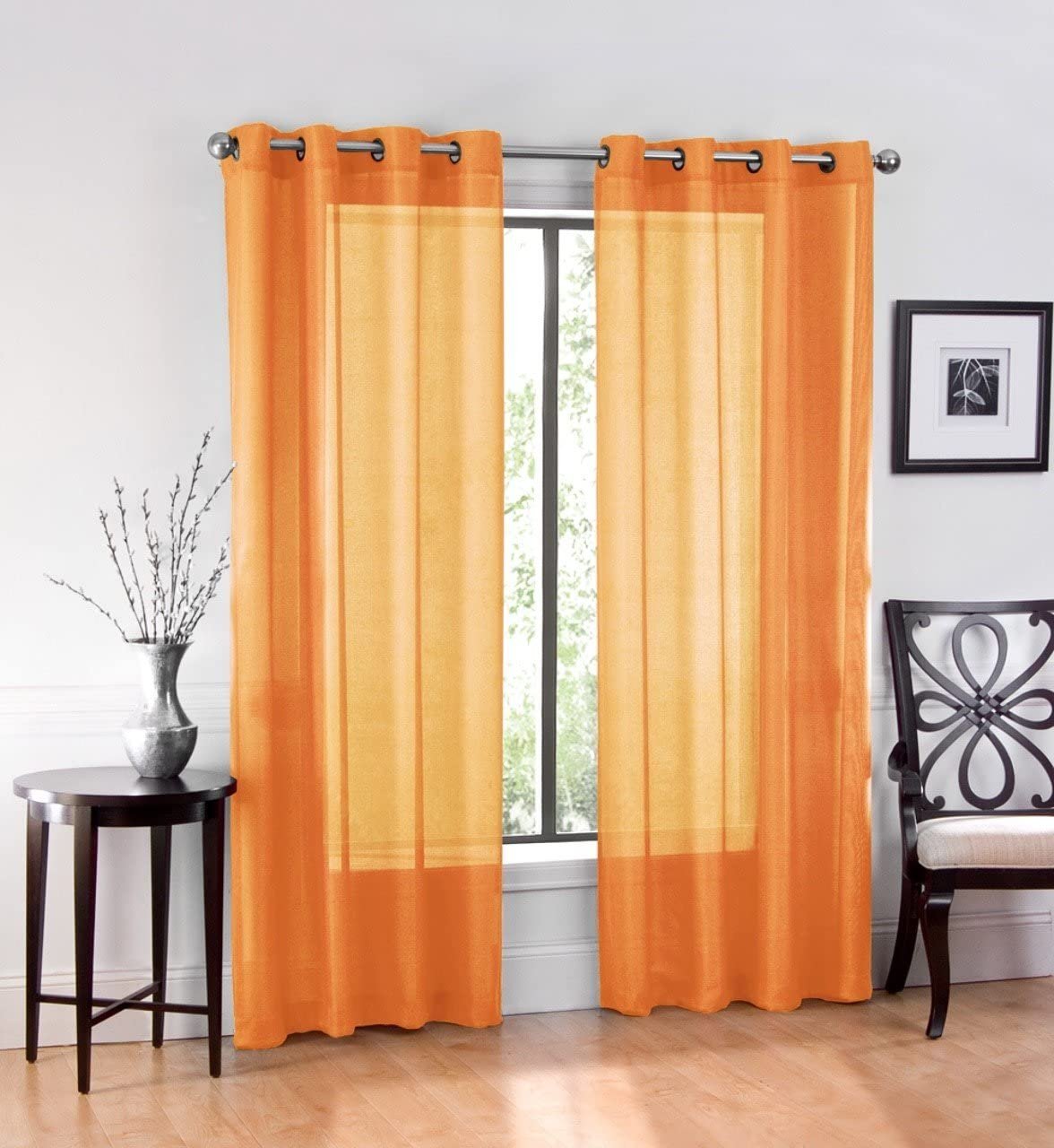 2PC Voile Window Sheer Curtains Grommet Panels Bedroom & Living Room 54" X 84"