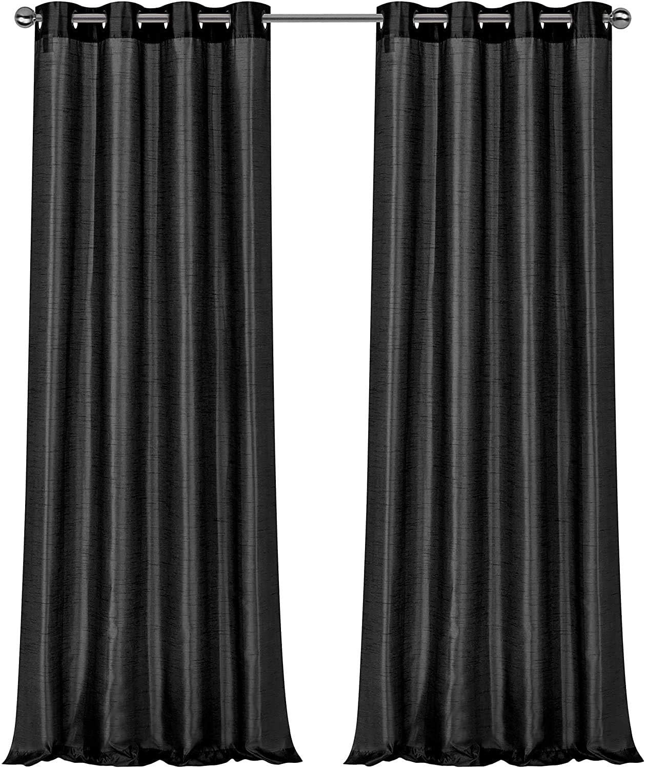 Ruthy's Textile 2 - Piece Semi Sheer Faux Silk Grommet Curtains Window Panels for Home Living Room/Bedroom - 54" by 84" Inch Long - Red