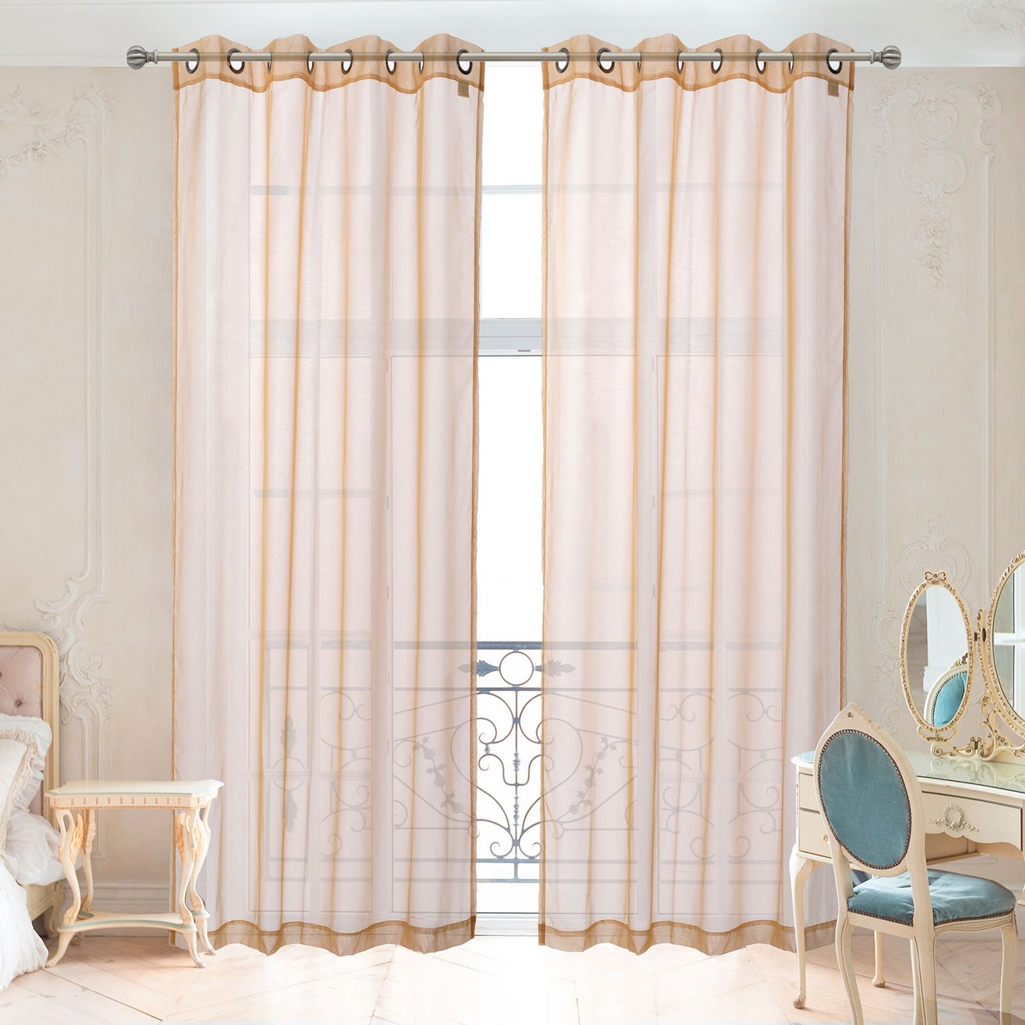 2PC Voile Window Sheer Curtains Grommet Panels Bedroom & Living Room 54" X 84"