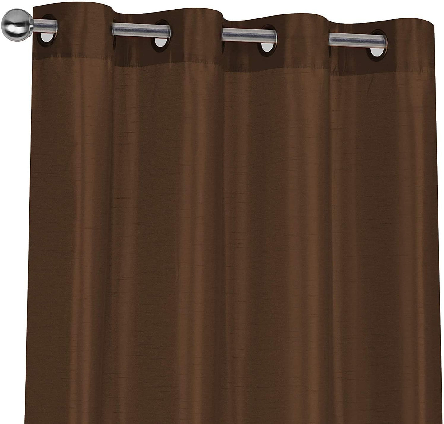 Ruthy's Textile 2 - Piece Semi Sheer Faux Silk Grommet Curtains Window Panels for Home Living Room/Bedroom - 54" by 84" Inch Long - Red