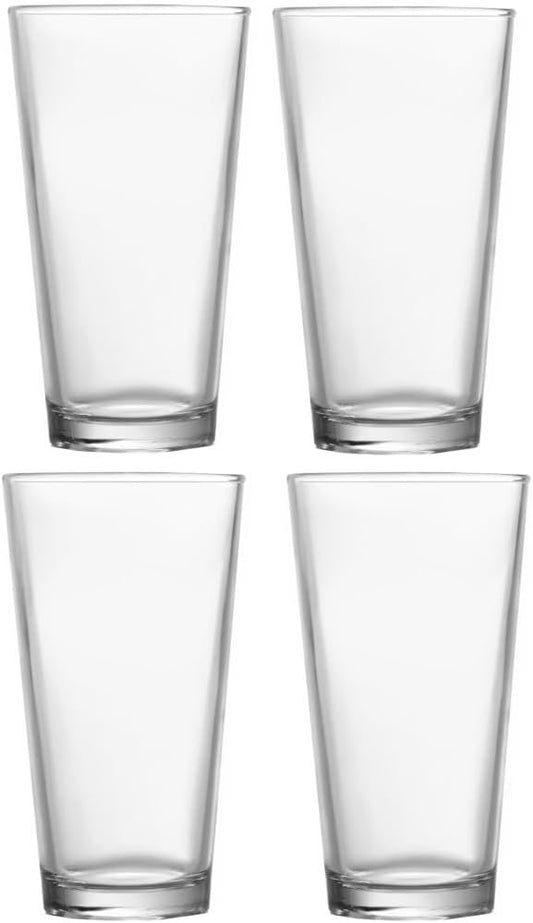 Ruthy's Outlet Drinking Glasses Set of 4 Glass Cups, 14 Oz. Basic Cooler Glassware, ideal for Water, Juice, Cocktails, Iced Tea and more. Dishwasher Safe.