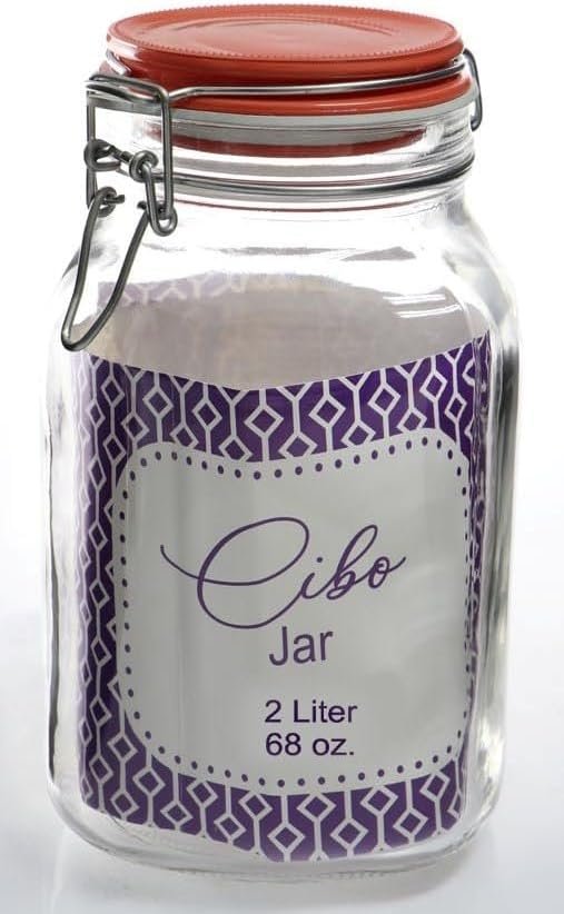 Ruthy's Outlet Glass Canister Jar W/Lid 2 Liter Food Storage - Storage Container with Pastel Blueberry Preserving Lid Wire Clip Fastening for Kitchen Canning Cereal,Pasta,Sugar,Beans,Spice (Rasberry)