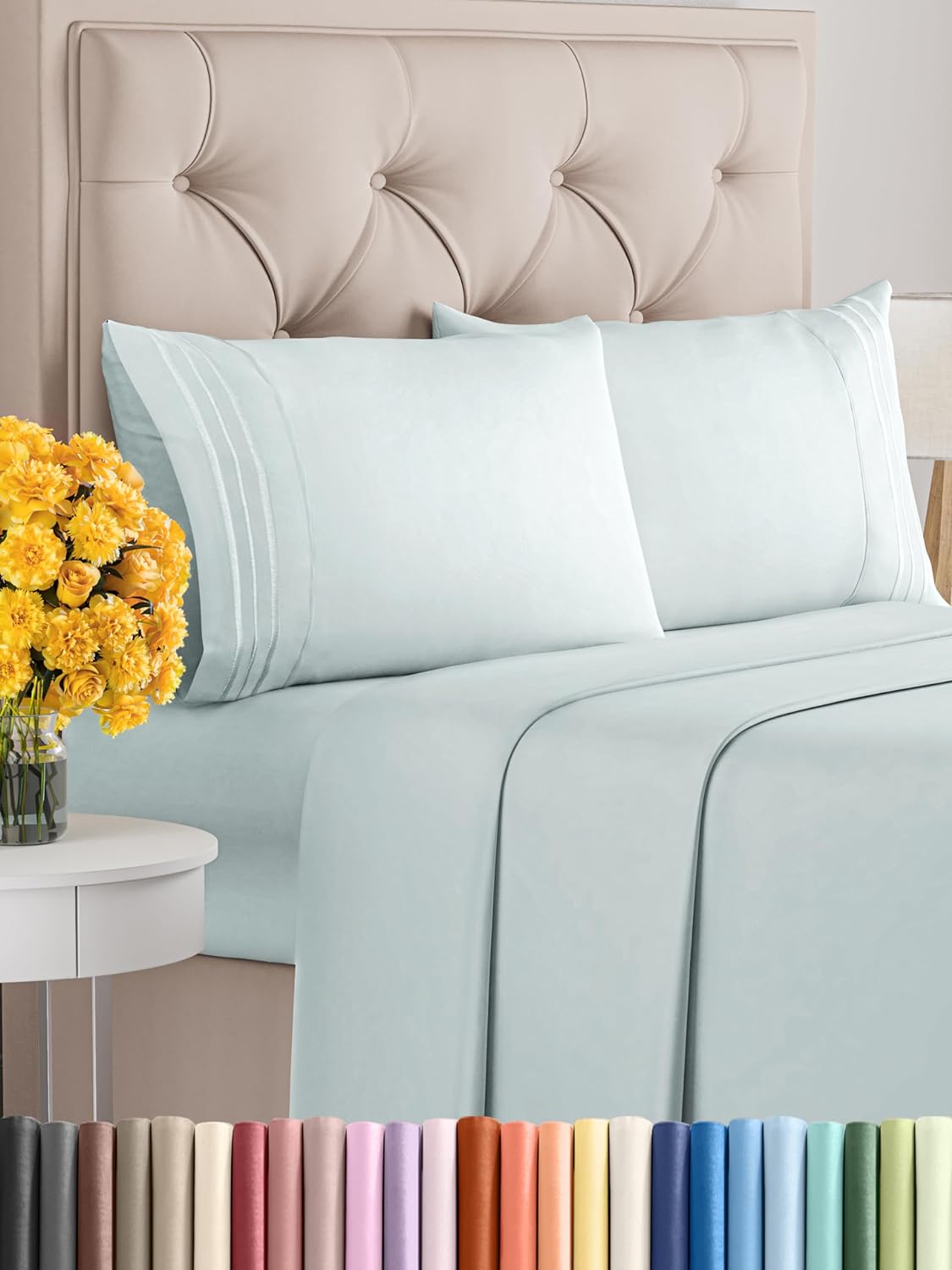 Full Size 4 Piece Sheet Set - Comfy Breathable & Cooling Sheets - Hotel Luxury Bed Sheets for Women & Men - Deep Pockets, Easy-Fit, Extra Soft & Wrinkle Free Sheets - White Oeko-Tex Bed Sheet Set