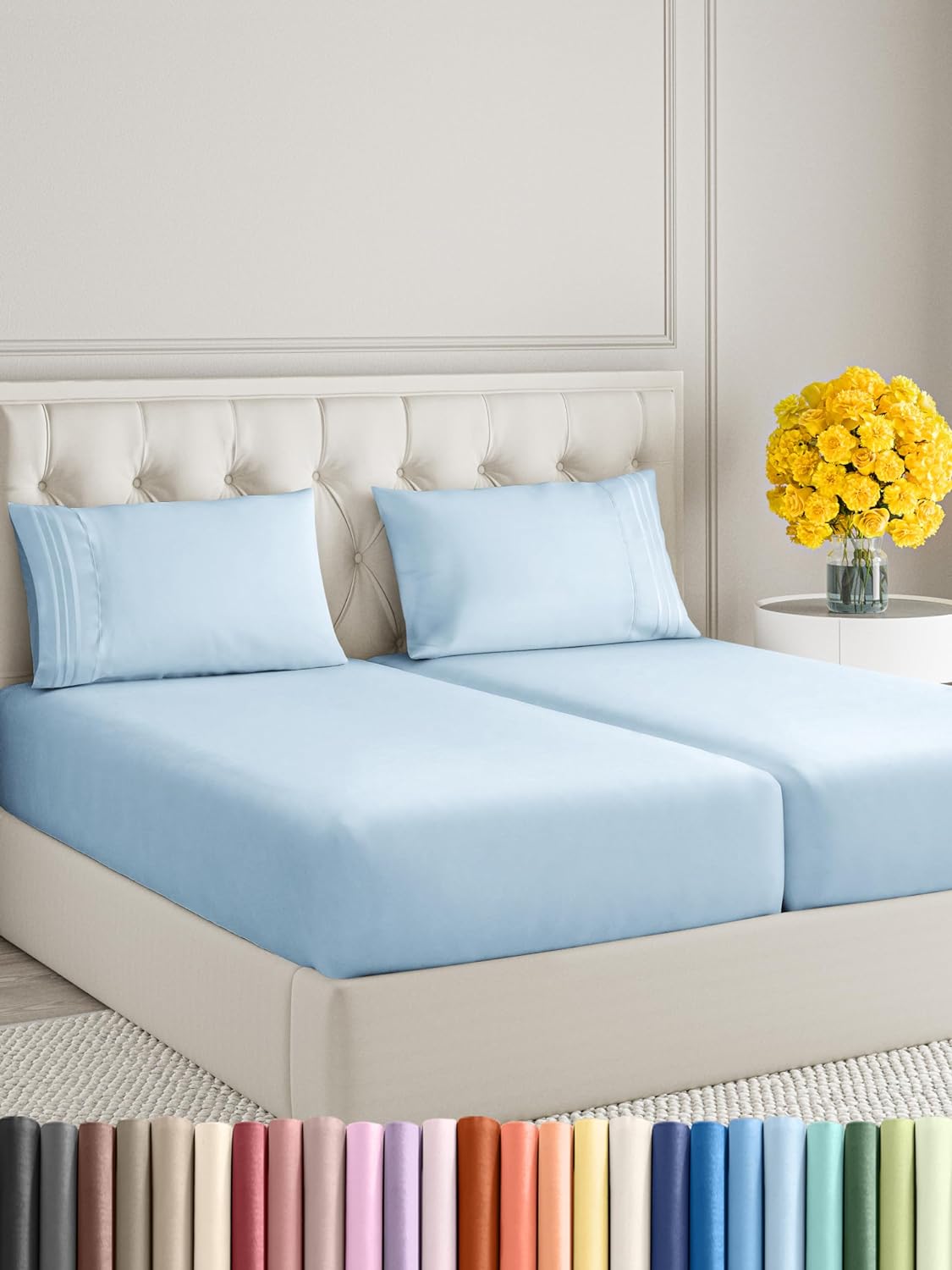 Full Size 4 Piece Sheet Set - Comfy Breathable & Cooling Sheets - Hotel Luxury Bed Sheets for Women & Men - Deep Pockets, Easy-Fit, Extra Soft & Wrinkle Free Sheets - White Oeko-Tex Bed Sheet Set