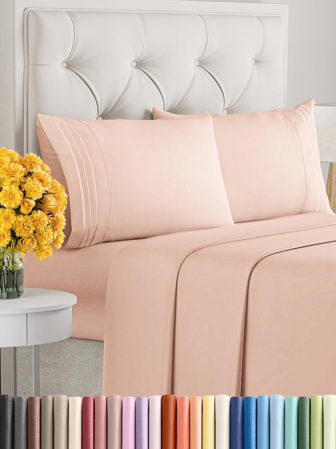 Full Size 4 Piece Sheet Set - Comfy Breathable & Cooling Sheets - Hotel Luxury Bed Sheets for Women & Men - Deep Pockets, Easy-Fit, Extra Soft & Wrinkle Free Sheets - White Oeko-Tex Bed Sheet Set