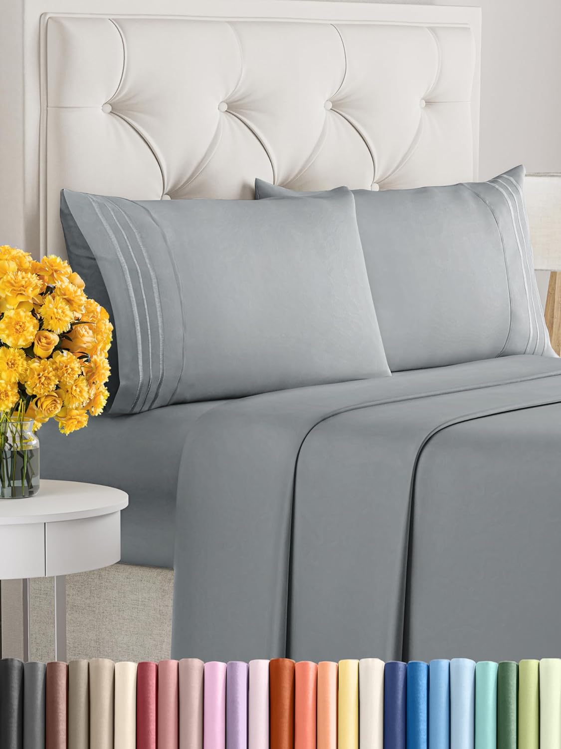 Full Size 4 Piece Sheet Set - Comfy Breathable & Cooling Sheets - Hotel Luxury Bed Sheets for Women & Men - Deep Pockets, Easy-Fit, Extra Soft & Wrinkle Free Sheets - White Oeko-Tex Bed Sheet Set