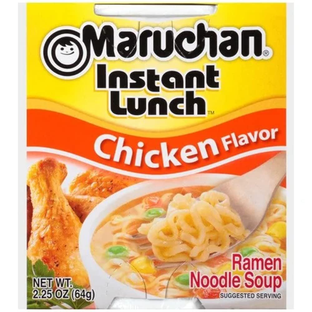 Maruchan Ramen Cup Noodles Instant 24 Count - 12 Shrimp cups & 12 Chicken cups Lunch / Dinner Variety, 2 Flavors
