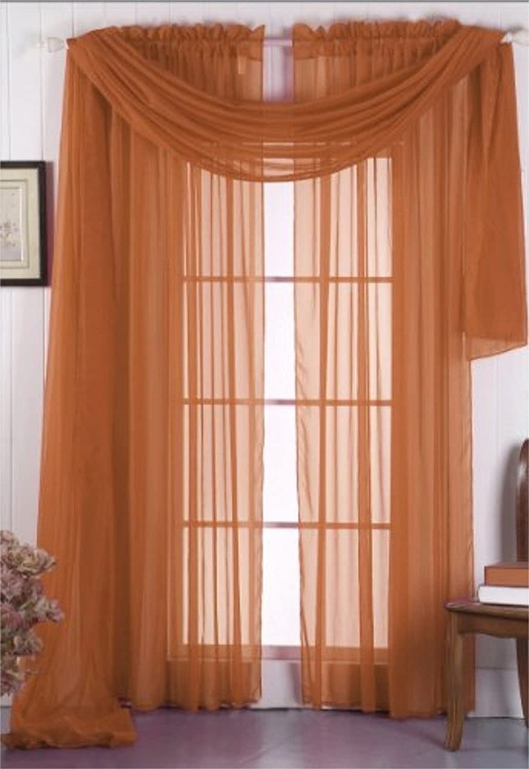 Ruthy's Textile 2-Pack Window Curtain Sheer Panels Total Width 108"x84" (Red)