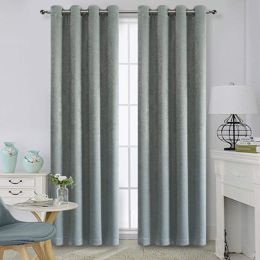 Ruthyâ€™s Textile Blackout Curtains for Bedroom - Grommet Room Darkening Curtains for Living Room, Set of 2 Panels - Size 52 X 84 Inch Each