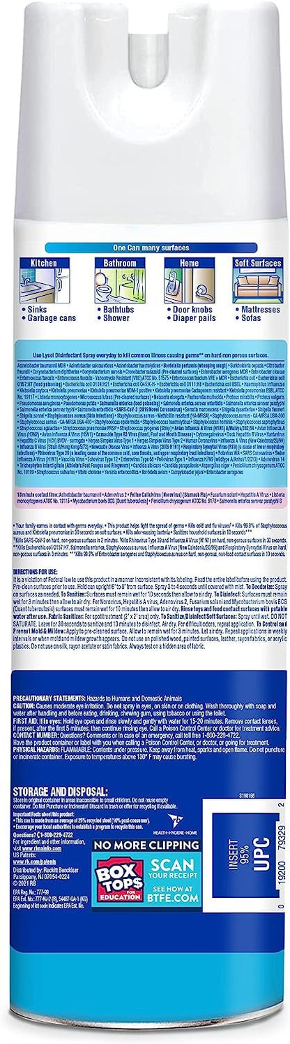 Lysol Disinfectant Spray, Sanitizing and Antibacterial Spray, For Disinfecting and Deodorizing, Crisp Linen, 19 fl oz (Pack of 12)