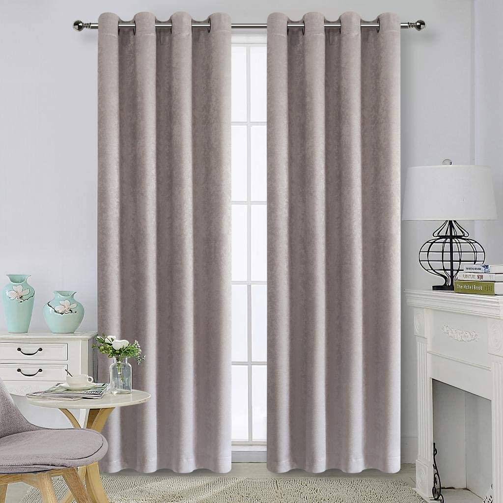 Ruthyâ€™s Textile Blackout Curtains for Bedroom - Grommet Room Darkening Curtains for Living Room, Set of 2 Panels - Size 52 X 84 Inch Each