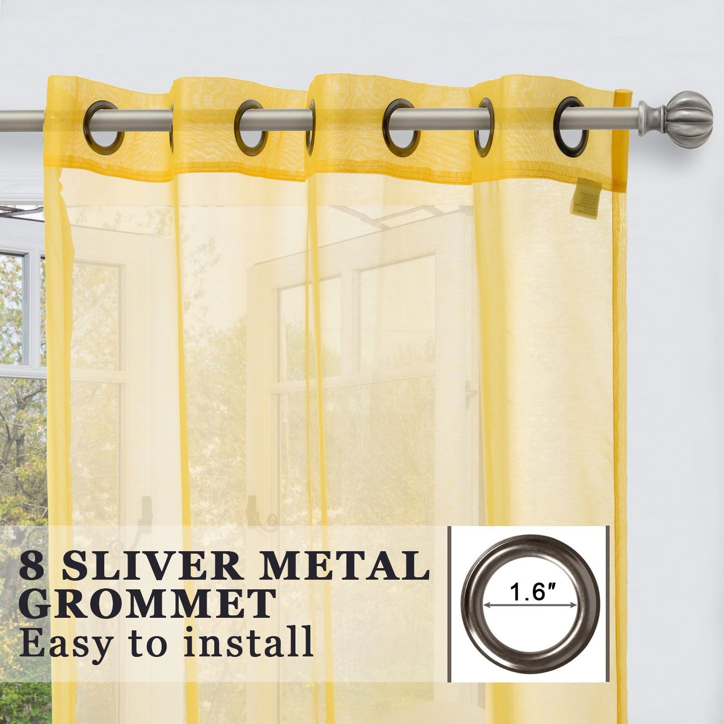 2PC Voile Window Sheer Curtains Grommet Panels Bedroom & Living Room 54" X 84"