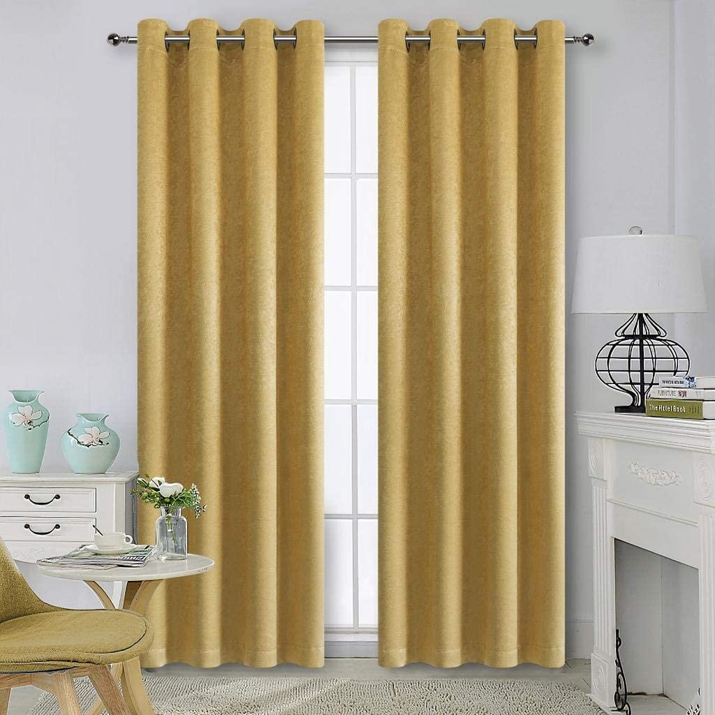 Ruthyâ€™s Textile Blackout Curtains for Bedroom - Grommet Room Darkening Curtains for Living Room, Set of 2 Panels - Size 52 X 84 Inch Each