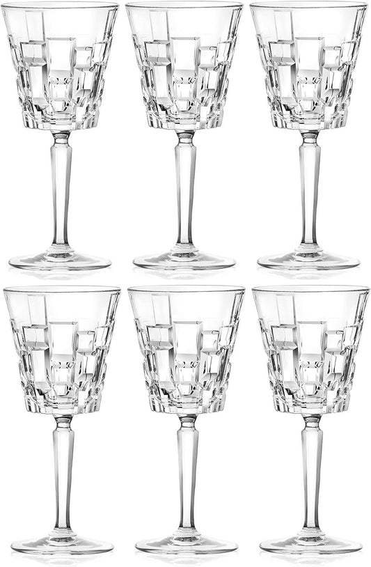RCR Cristalleria Italiana Crystal Glass Drinkware Set (Wine Goblet (7 oz) - 6 Piece Set)