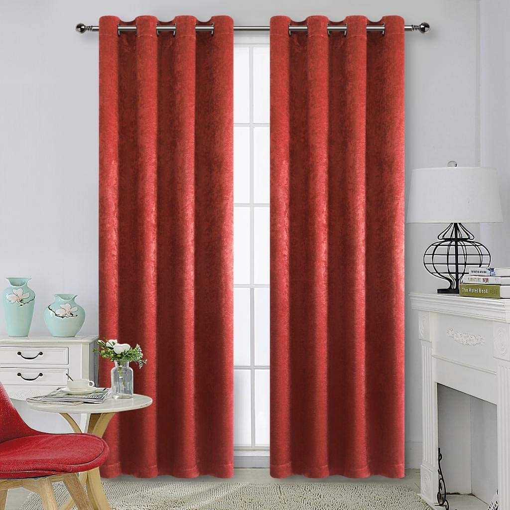 Ruthyâ€™s Textile Blackout Curtains for Bedroom - Grommet Room Darkening Curtains for Living Room, Set of 2 Panels - Size 52 X 84 Inch Each