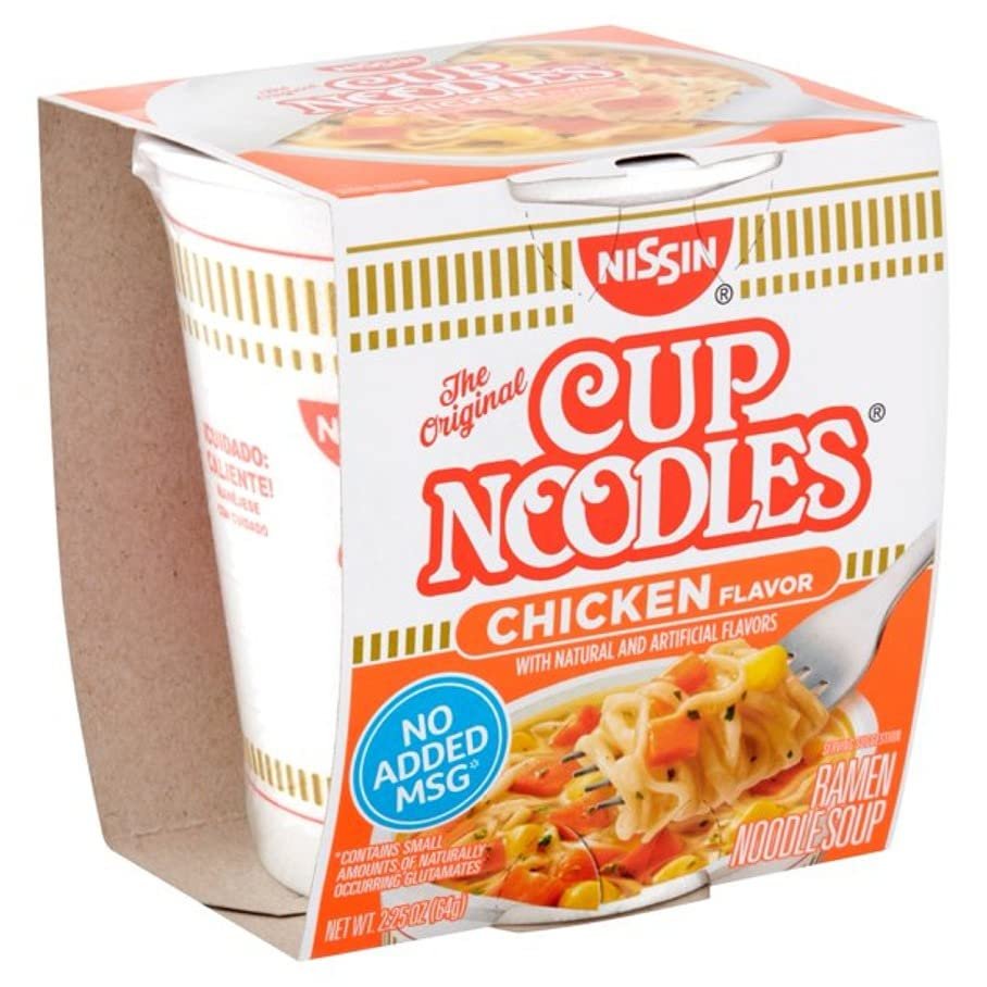 Nissin Cup Noodles Soup Instant Cup 12 Count, 6 Hot & Spicy Chicken Bowl, 6 Chicken Cup Lunch / Dinner Variety, 2 Flavors