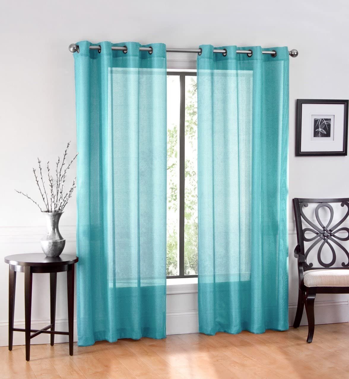 2PC Voile Window Sheer Curtains Grommet Panels Bedroom & Living Room 54" X 84"