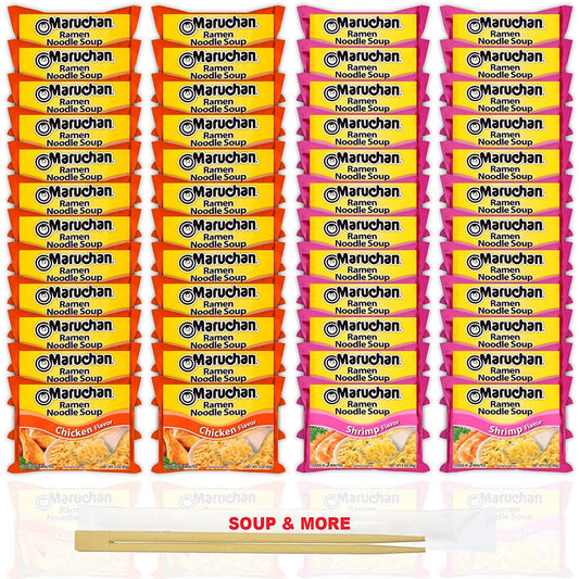 Maruchan Ramen Instant Noodle Soup Variety, 2 Flavors - 24 Packs Chicken & 24 Packs Shrimp , 3 Ounce Single Servings Lunch / Dinner Variety