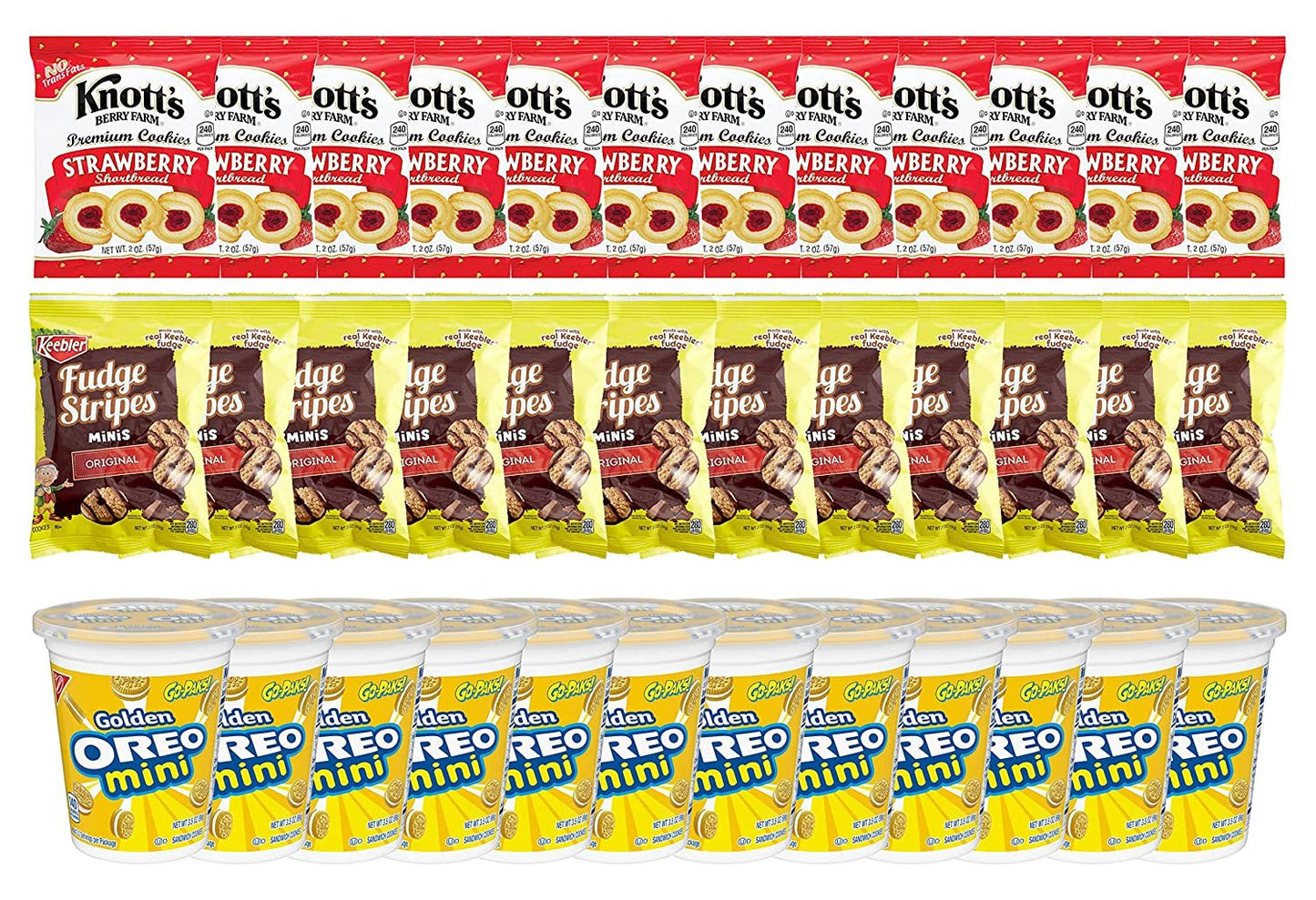 Knott's, Keebler Fudge Strips, Golden Oreo Mini Cookies Variety Pack - 36 count