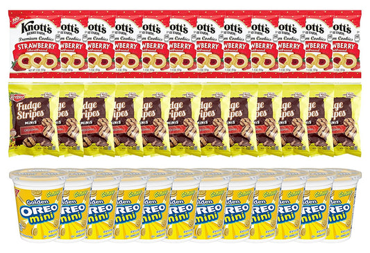 Knott's, Keebler Fudge Strips, Golden Oreo Mini Cookies Variety Pack - 36 count