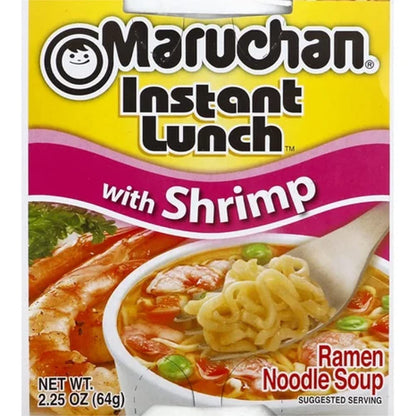 Maruchan Ramen Instant Cup Noodles 12 Count - 6 Shrimp Flavor & 6 Hot & Spicy Chicken Flavor Lunch / Dinner Variety, 2 Flavors
